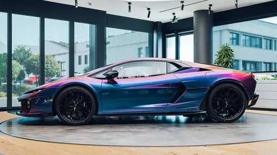 Lamborghini Temerario'ya renk değiştiren Celeste Kami boyası geldi