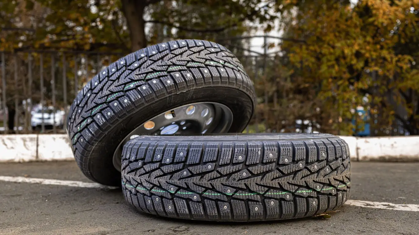 Зимние шипованные шины с выпавшими шипами