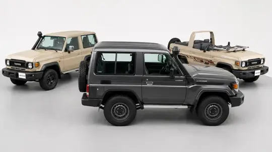 Toyota Land Cruiser 70 SWB: база 2310 мм, дизель 4,2 л и бензиновый V6